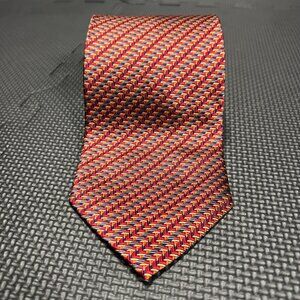 Daniel De Fasson Red & Yellow Chevron Silk Tie For Men
